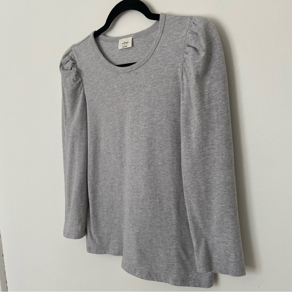 Wilfred Aritzia Puff Sleeve Cotton Top 3/4 Sleeve Grey size Small - Picture 7 of 8